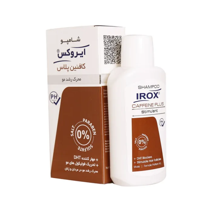 شامپو تقویت‌کننده ایروکس مدل کافیین پلاس مناسب موهای دارای ریزش