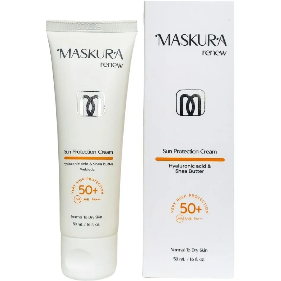 کرم ضد آفتاب SPF50+ ماسکورا رنیو مناسب پوست نرمال تا خشک