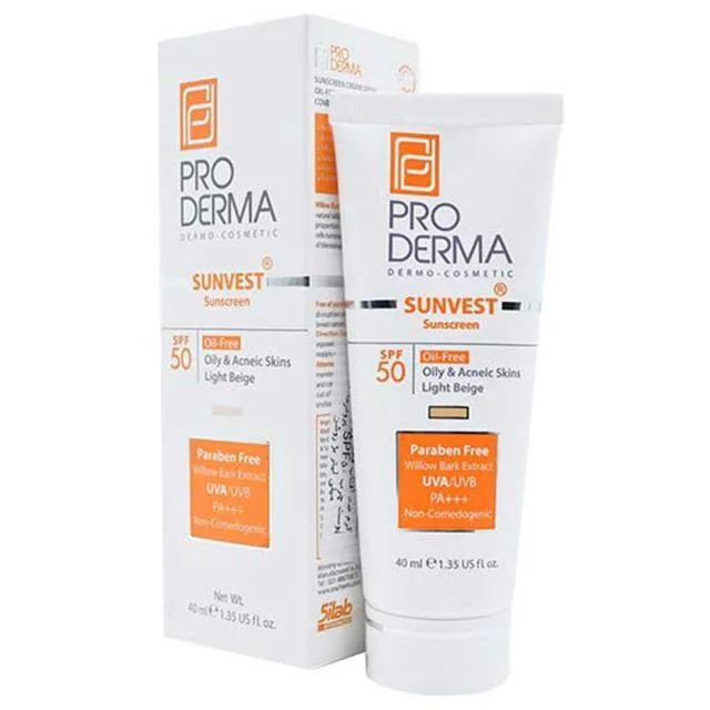 کرم ضد آفتاب فاقد چربی بژ روشن پرودرما SPF50